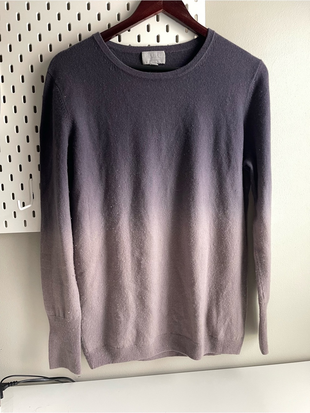 Pure Collection Lavender Ombré Crewneck Cashmere Sweater